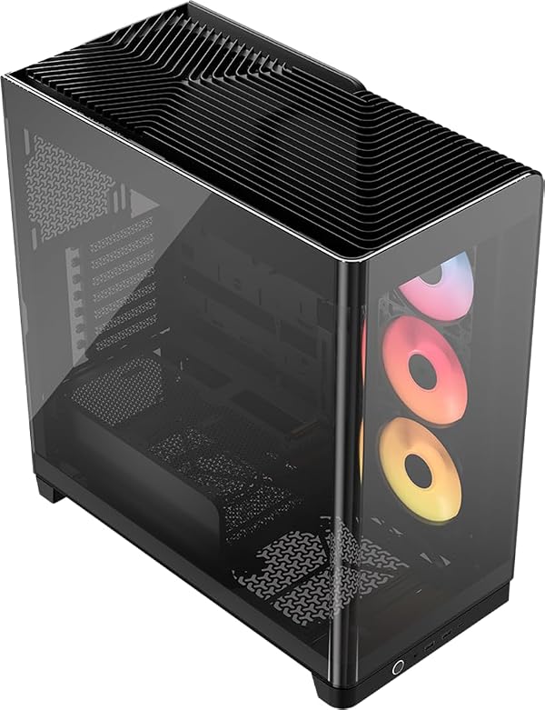 CORSAIR Frame 4500X RS-R ARGB Panoramic Glass Mid-Tower PC Case – InfiniRail Mounting System, Fits Dual 360mm Radiators, GPU Anti-Sag, 3X RS120R Fans Included – Black by Corsair - Used condition - CA$141.35