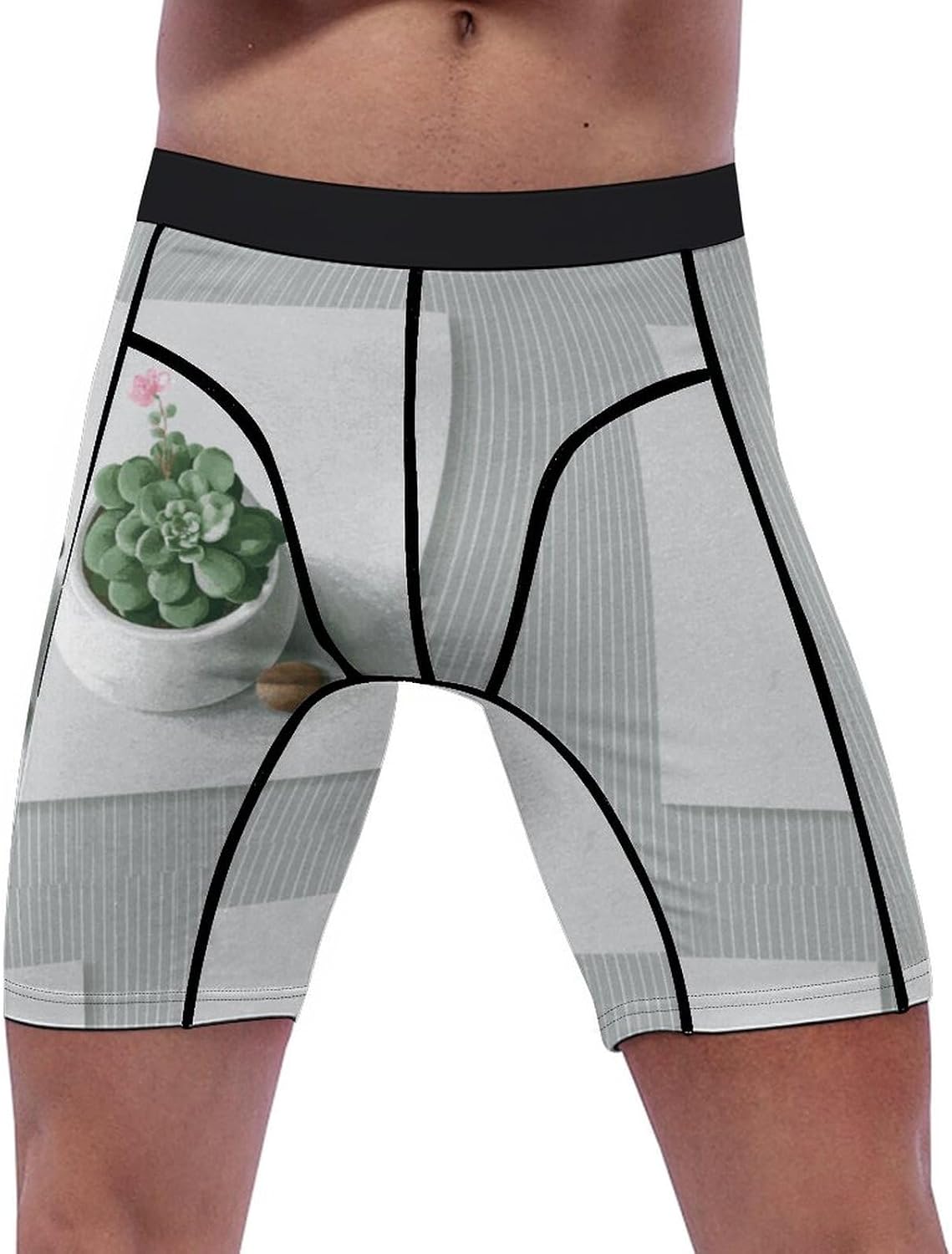 Succulent Houseplants Soft Breathable Men Athletic Underwear Stretch Quick Dry Sport Boxer Briefs for Daily Workout Gym Wear
