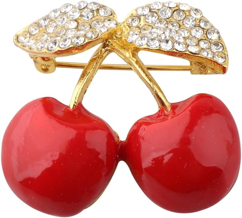 LQRI Cherry Fruit Brooch Enamel Cherry Brooch Tropical Party Jewelry Fruit Enthusiast Gift Birthday Valentine's Day Gift (Brooch Tropical)