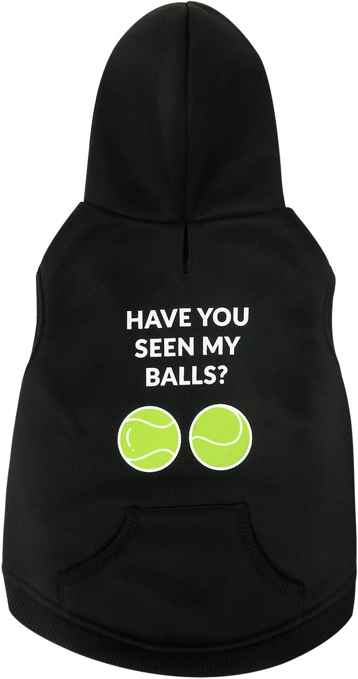 HDE Dog Hoodie Fleece Dog Sweater Hooded Sweatshirt for Large Medium Small Dogs (Tennis Balls, Medium)