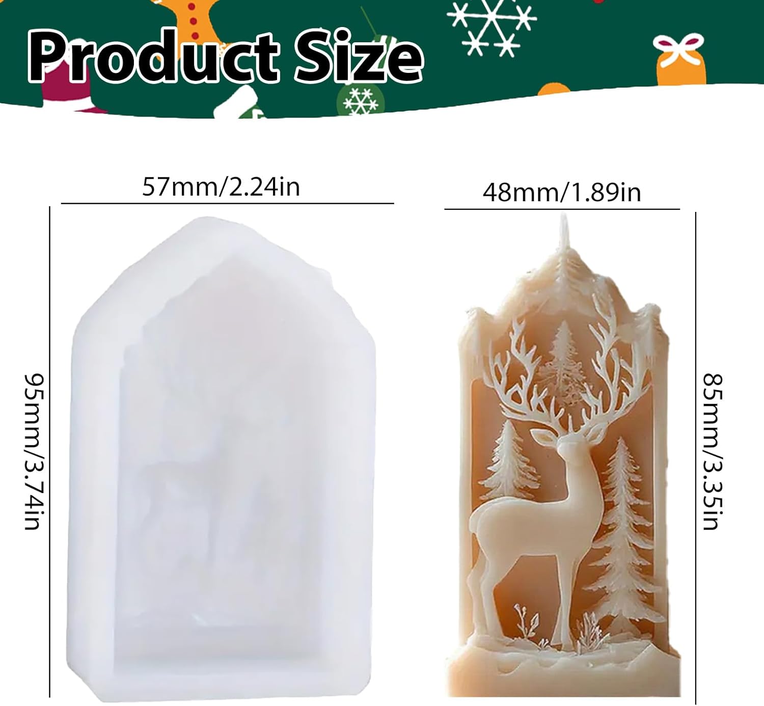 クリスマス 鹿 シリコン キャンドル型、クリスマストナカイ エルク キャンドル型 キャンドル製作用 樹脂鋳型 DIY ハンドメイド