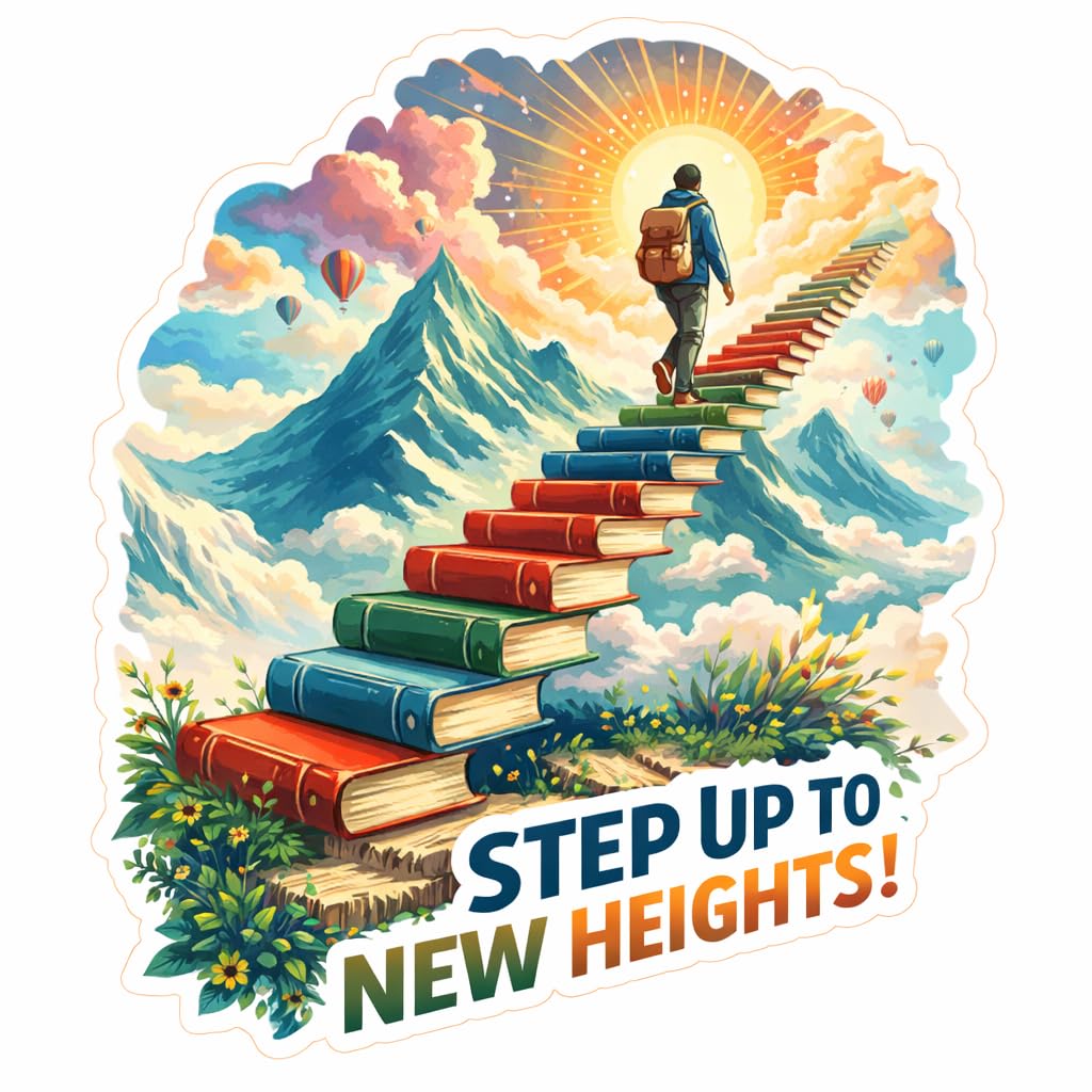 Books Stairway to Success Wall Sticker, 60x60 cm, Inspirational Motivational Wall Decal, Peel & Stick, for Study Room, Library, Office & Classroom-image-15