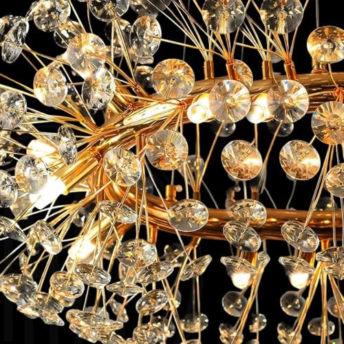Image of Harold Electricals Modern Golden Radiance Burst Dining Chandelier, Linear Dining Room Light Fixture, Gold Metal Finish, Light Fixture for Living Room, Dining Area & Home Decor- Inbuilt LED (800mm)