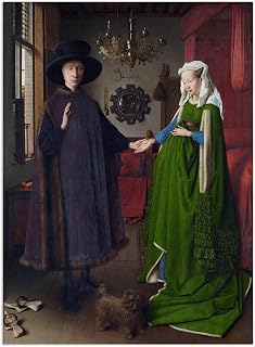 The Arnolfini Wedding by Jan van Eyck-Famous artwork Painting Print on Canvas-Reproduction Picture Giclee Prints-Canvas Wall Art Decor For House Wall 20x28cm(8x11in) Frameless