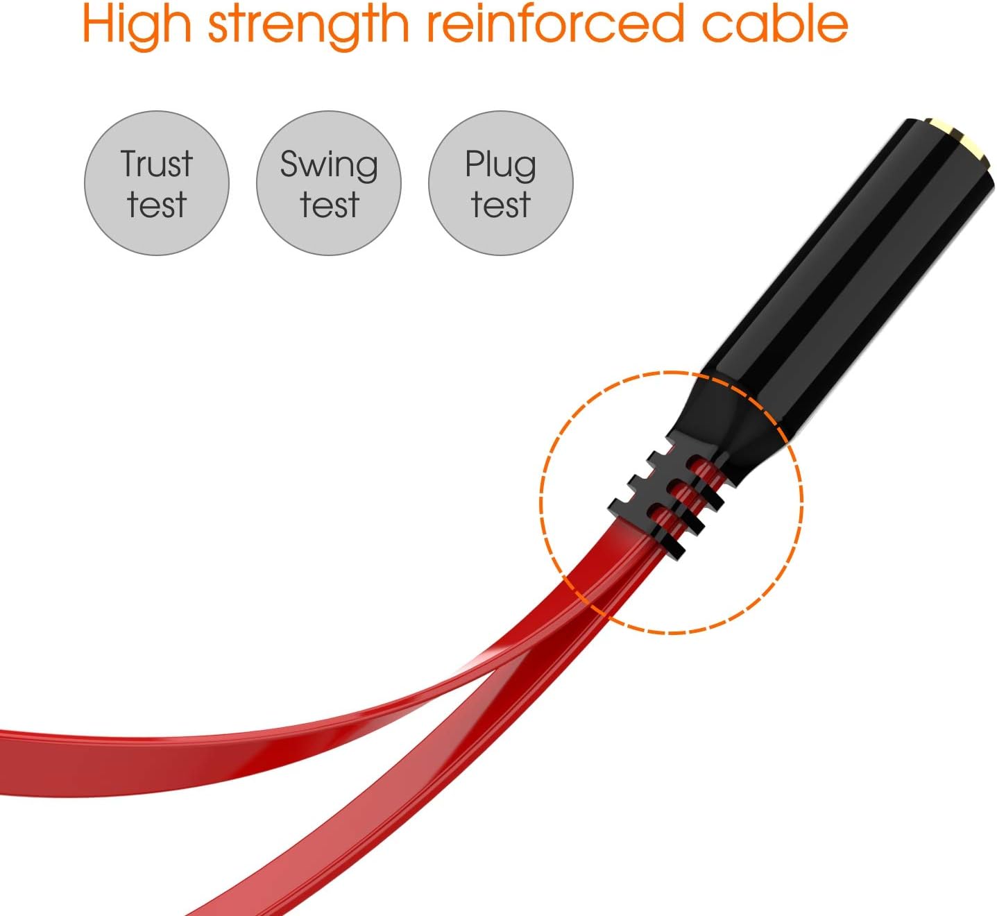 Headphone 3.5mm Splitter Mic/Audio Cable for Computer, Maeline Headset 3.5mm Female to 2 Dual Male Microphone Audio Stereo Jack Earphones Port to Gaming Speaker PC Adapter, Red