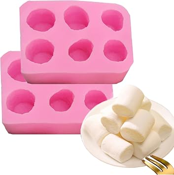 Marshmallow Silicone Mold 6 cavities mini Wax mold Resin mold soap mold Realistic Marshmallow Flexible mold 2pcs pink