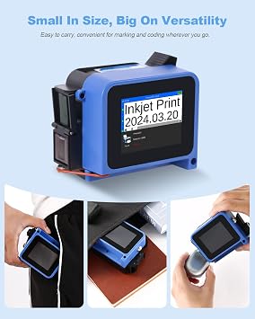 Compact Mini Handheld Inkjet Printer for All Surfaces with Black Fast-Drying Cartridge, Portable M11Pro Mini Coding Machine for Text, Date, Barcode, Logo, QR Code, Batch Number (0.5 Inch Nozzle)
