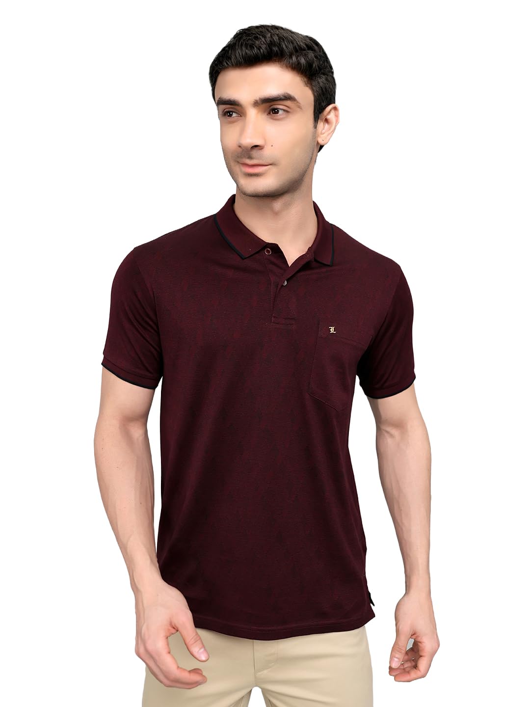 Mens Regular Fit Half Sleeve Jacquard Polo Neck T-Shirt (Pack of 1)-image-28