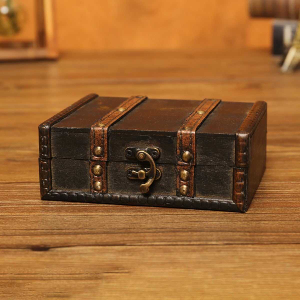 VILLCASE Vintage Wooden Jewelry Box Decorative Desk Organizer with Lid image 3