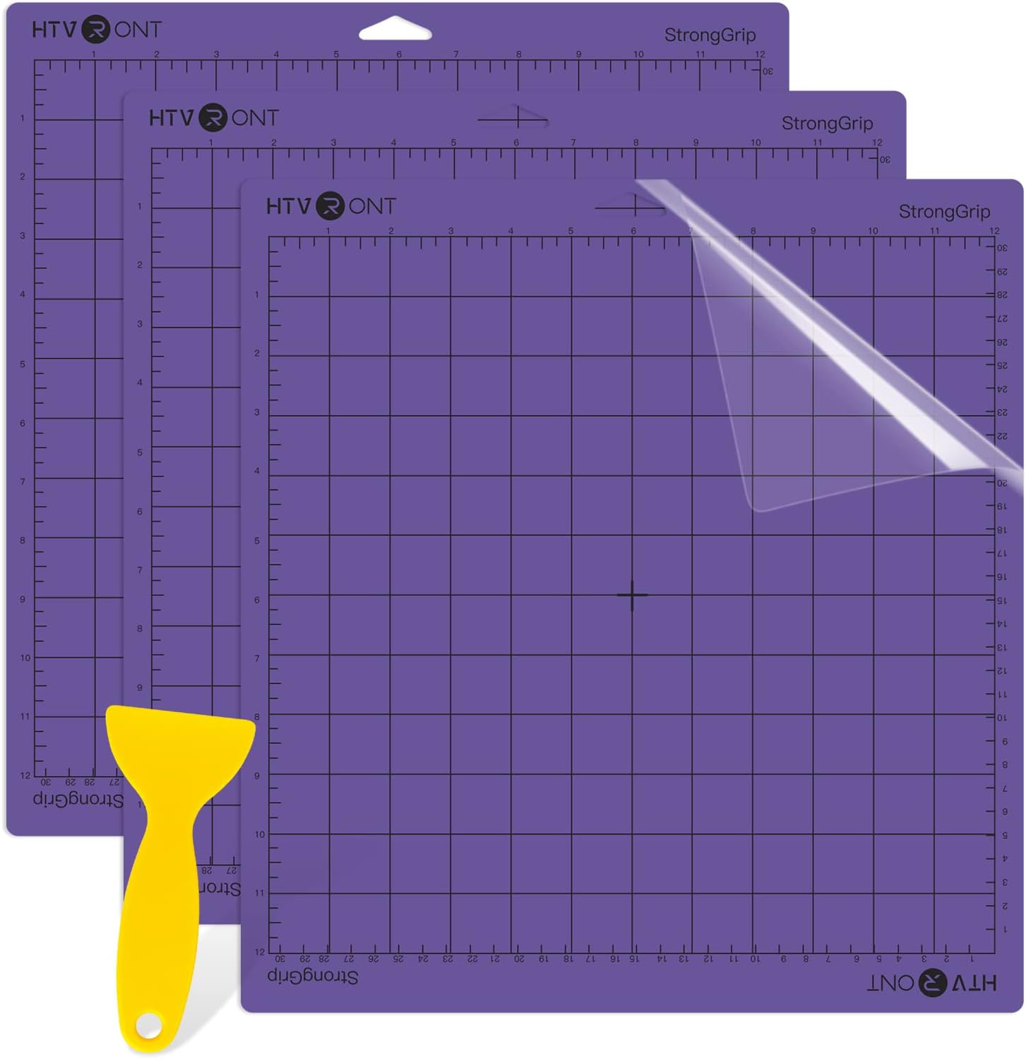 HTVRONT Strong Grip Cutting Mat for Cricut,3 Pack Cutting Mat 12x12 for Cricut Air 2/One/Maker/Explore 3,Strong Adhesive Sticky Purple Quilting Mats Replacement Accessories for Cricut