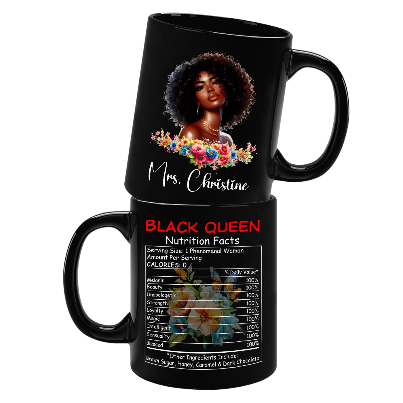 Amazon.com: Customized Name Black Queen Nutrition Facts Coffee Mug Cup Gift  For Black Woman Girl, Personalized Afro Woman Black Ceramic Mug 11 Oz 15  Oz, African American Black Queen Coffee Cup, African