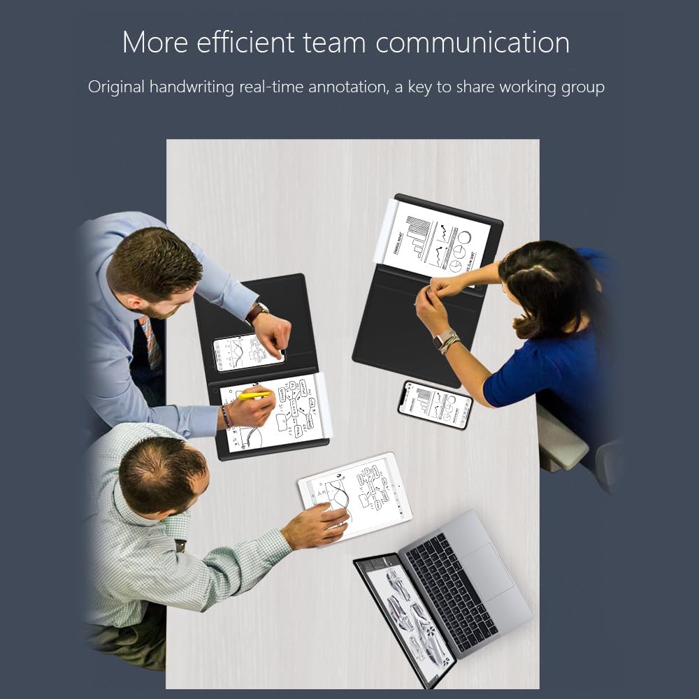 People collaborating with VSON Smart Writing Pad and digital notes