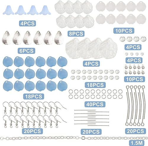 Miniatura 51 de SUNNYCLUE 1 caja de 10 pares de dijes acrílicos de flores florales 3D, kit de fabricación de aretes de lirio de cala para hacer joyas, iniciadores