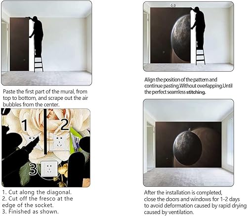 Miniatura 4 de Universo - Adhesivo adhesivo para pared, diseño de planeta, para decoración del hogar, versátil para varios espacios (118 pulgadas de ancho) x 110