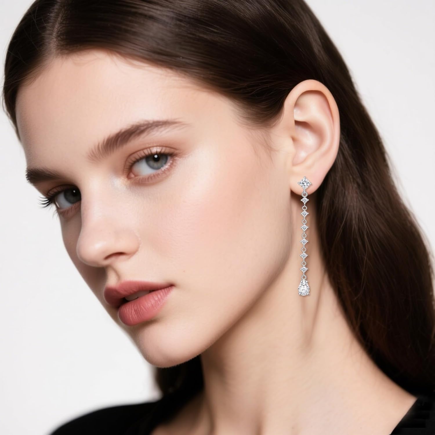 Moissanite Dangle Earrings for Women, 925 Sterling Silver Long Drop Earrings Wedding Earrings for Brides Bridesmaid Jewelry Gifts - Image 2
