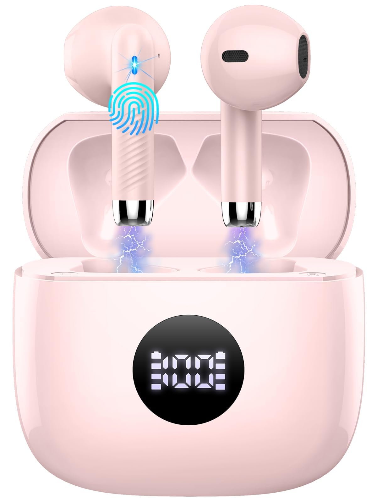 Wireless Earbuds, 2025 Bluetooth Headphones 5.4 HiFi Stereo, in-Ear Ear buds with 4 ENC Noise Cancelling Mics, 40H Playtime Sport Ear Buds with Charging Case, IP7 Waterproof Earphones with LED Display