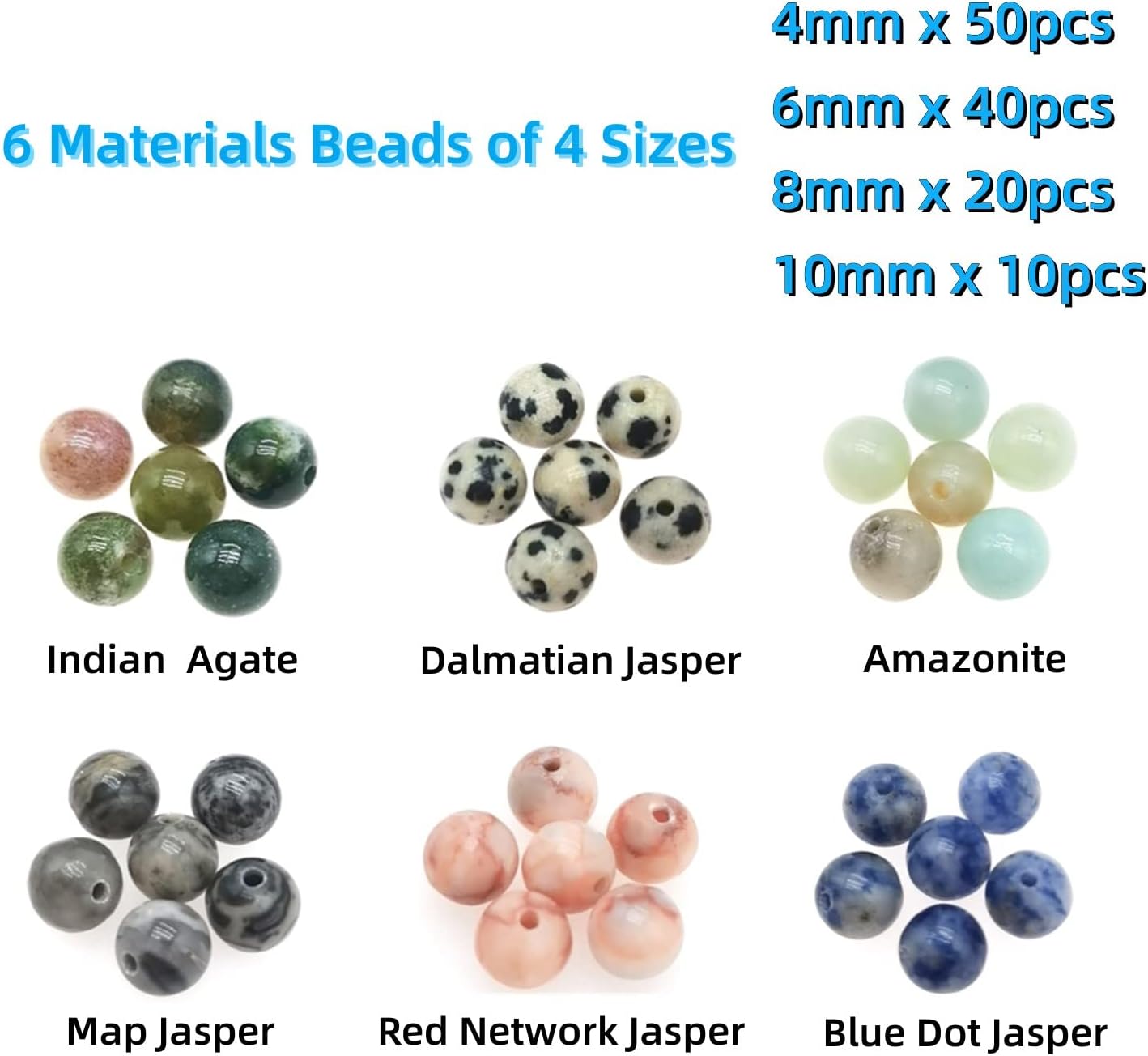 Natural Round Stone Beads About 720pcs Genuine Real Healing Crystal Stones Beading Loose Gemstone DIY for Bracelet Jewelry Making Kit(4/6/8/10mm,6 Color B) - Image 2