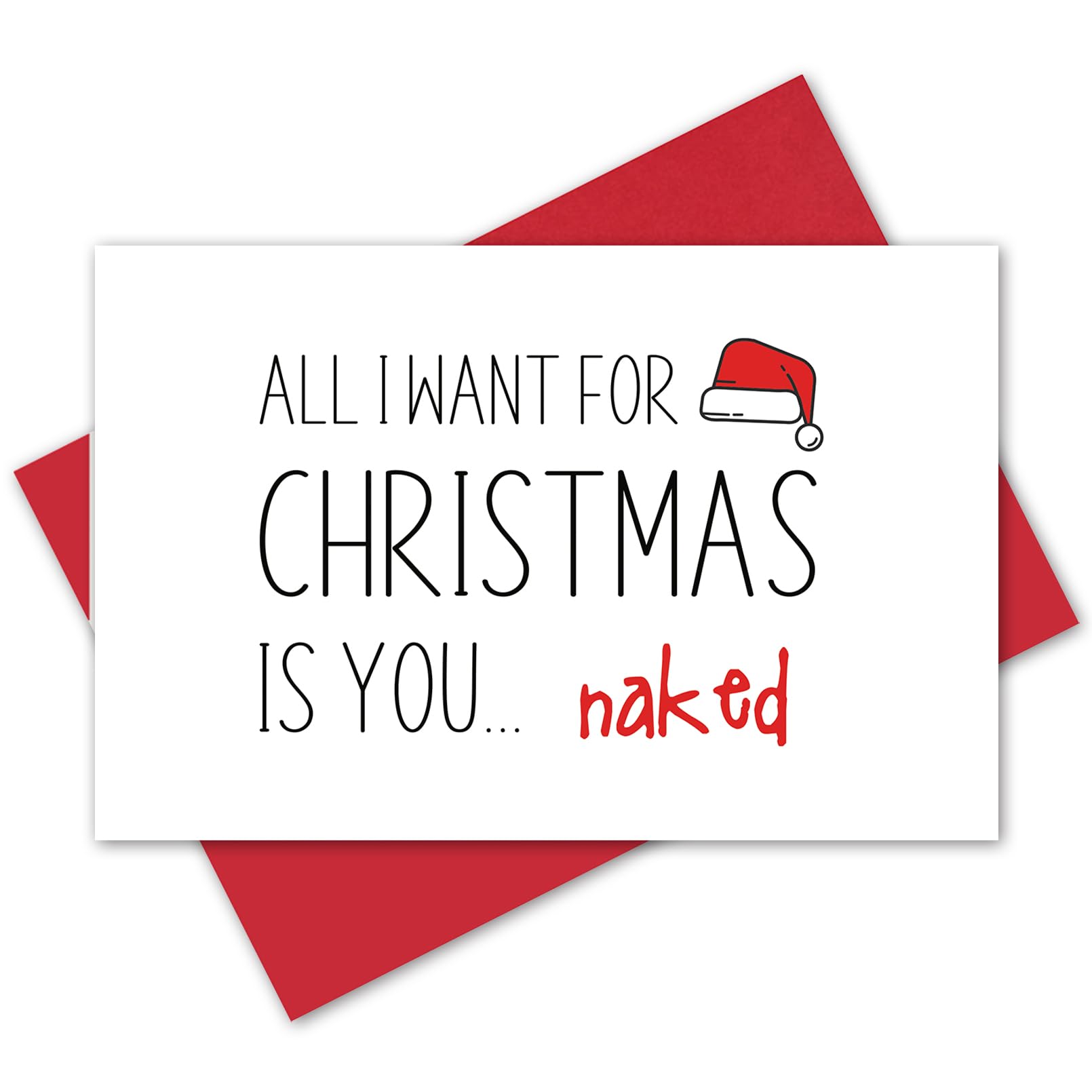 AlzombiSexy Christmas Card for Boyfriend Husband, Naughty Xmas Card for Him Her, All I Want for Christmas is You, Naked