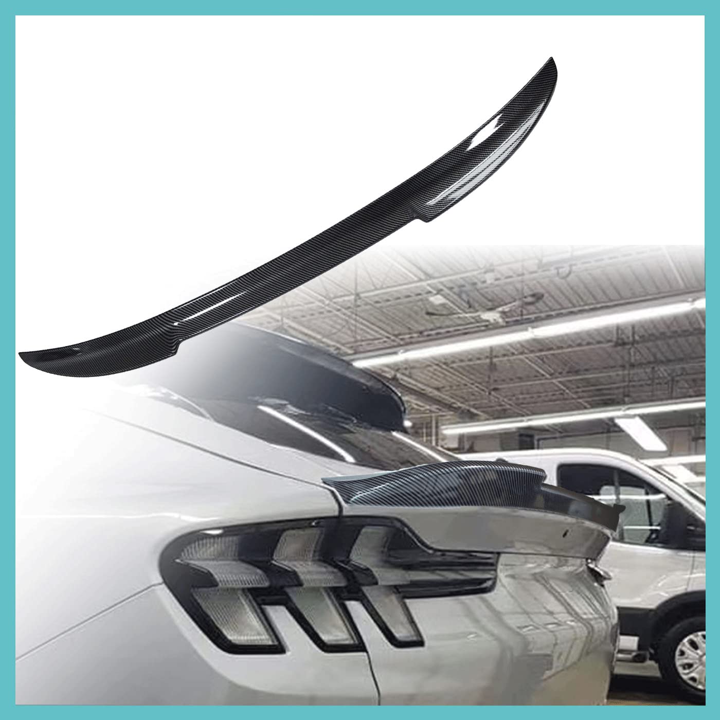 Photo 1 of AOSKonology for Mach E Rear Spoiler Trunk Spoiler Wing, Compatible with 2021 2022 2023 2024 Mustang mach e Exterior Accessories (V2 Carbon Fiber) V2 Carbon Fiber Rear Spoiler