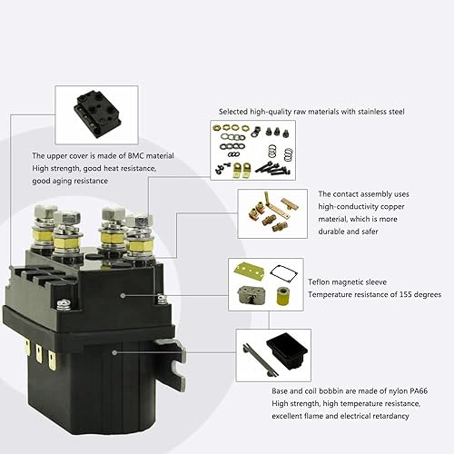Miniatura 6 de Relé de solenoide ATO, contactor de repuesto de solenoide de relé de cabrestante de 12 V 50 A para cabrestante eléctrico automático, ATV UTV UT
