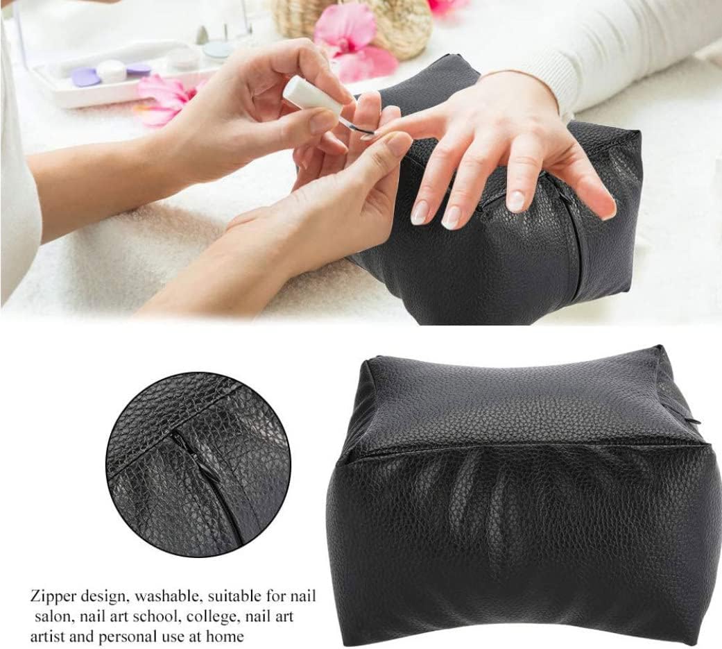 Nail Cushion, Soft Pu Leather Manicure Hand Rest Cushion, Dual Use Hand Pillow Black