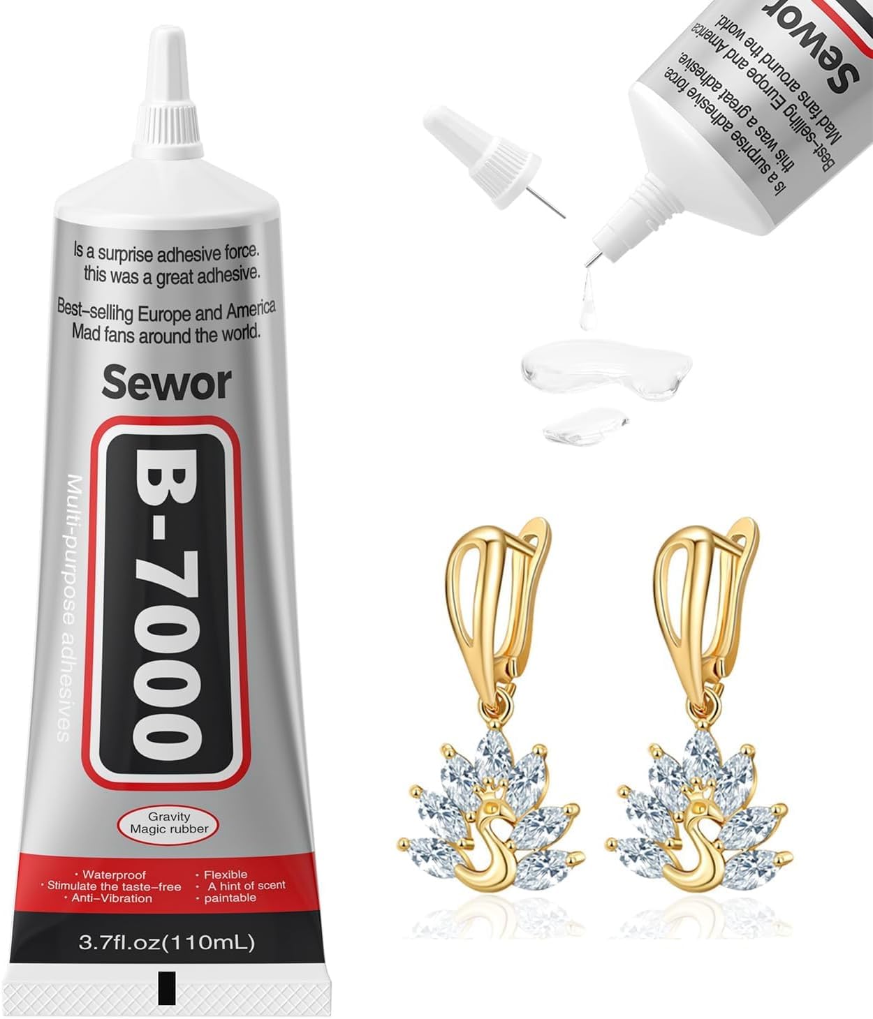 MultiFct B7000 (110ML) Multipurpose Bonding for Mobile Phones, Jewelry, Crafts, Fabric, Glass, Metal, Stone, Screen Repair | Strong Adhesive for DIY Projects (B-7000 Glue, 110ML)