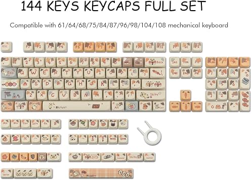 PBT Keycaps 144 Keys Cute Keycaps Sushi Cat Keycap