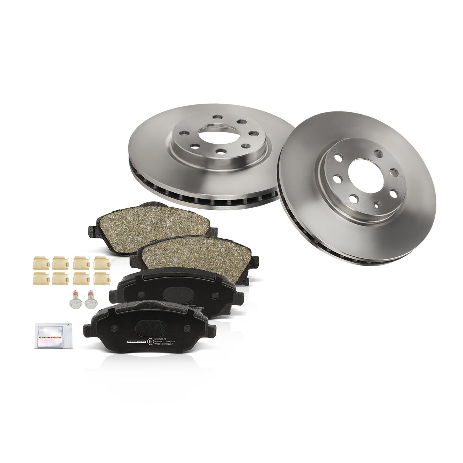 Frankberg 2x Bremsscheiben + 4x Bremsbeläge Vorne 1605964 | Kompatibel mit Combo Tour, Meriva MK I X03, Corsa C Kasten/Hatchback X01, Corsa C X01, Combo MK II (C) Kasten/MPV F25