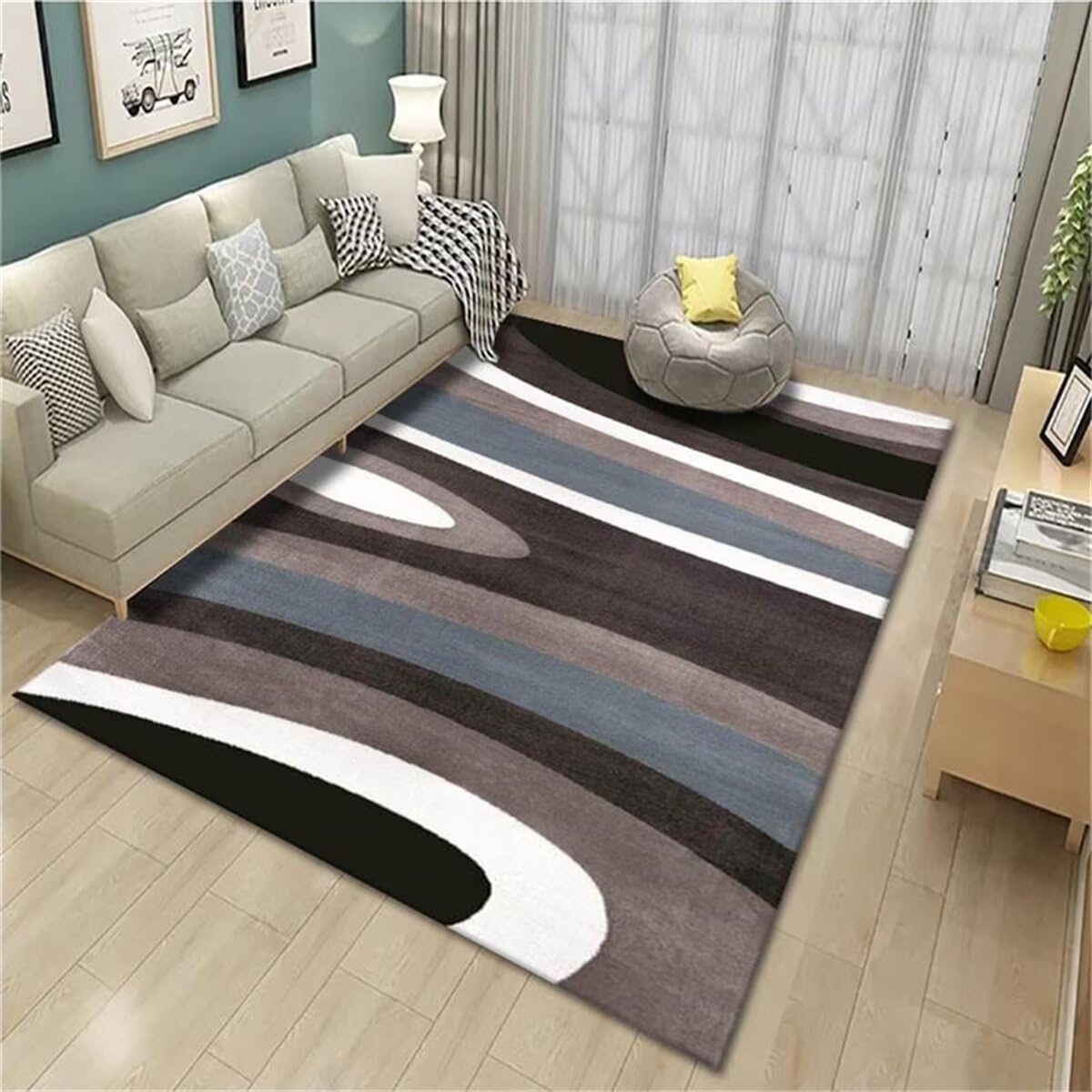 Tapis bébé de salon marron 90x150cm au design texturé haut de gamme