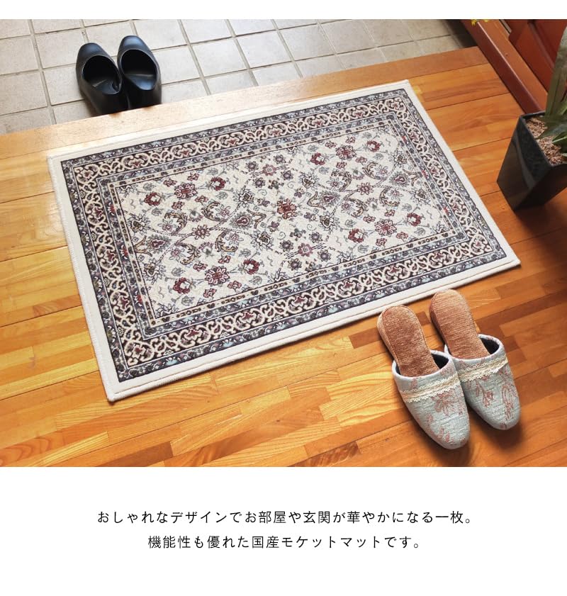 Amazon | 玄関マット 滑り止め付き 洗える 日本製 60×90cm ブルー 抗菌