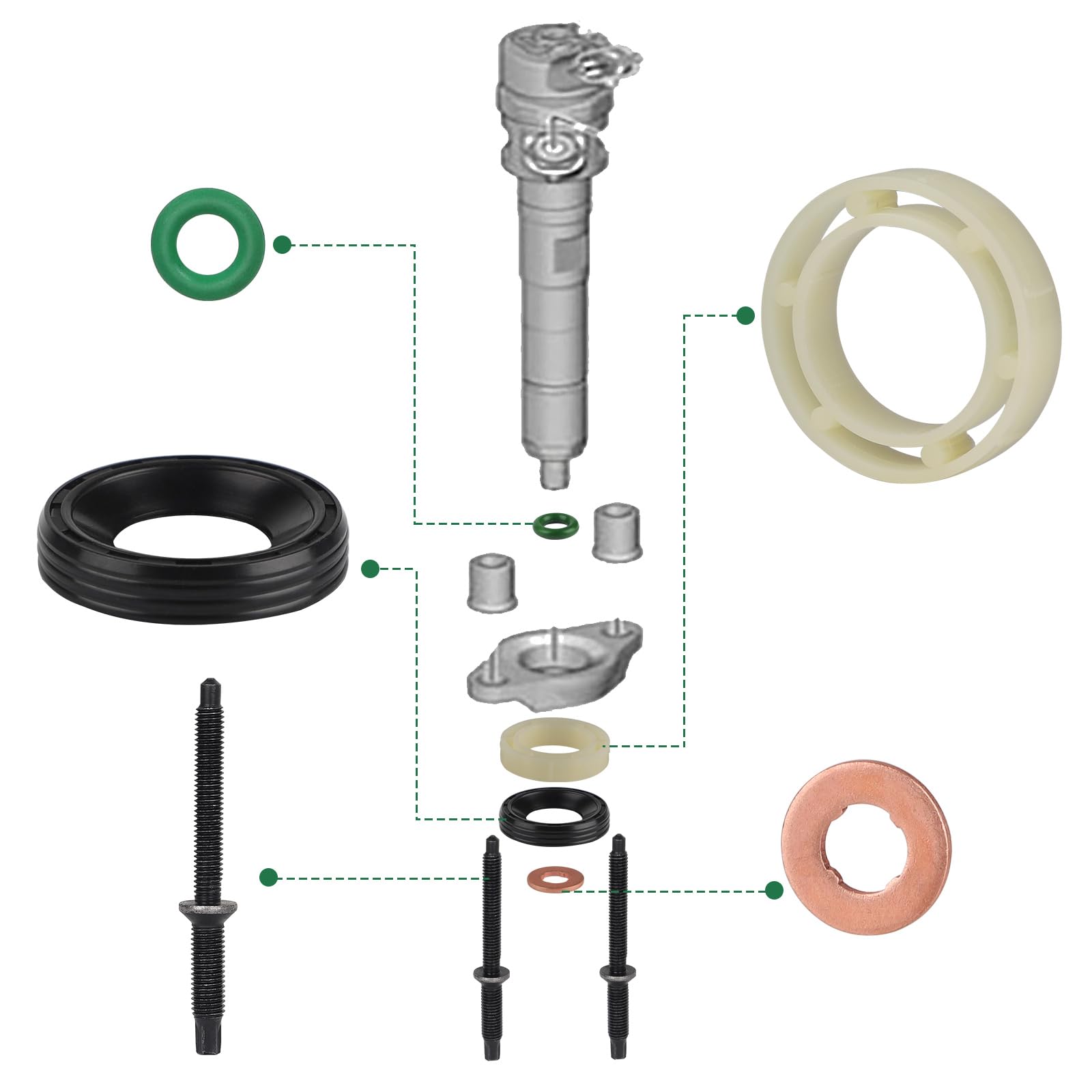 EFUTURETIME 1.6 HDI Diesel Iniettore Set di Guarnizioni con 8 Viti, Iniettori O-Ring Kit 198185 198299 1982A0 Compatibile con Citroen, Peugeot