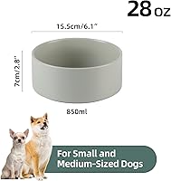Vista 2 de Ceramic 6.1inch Non-Slip Dog Food and Water Bowl for Small & Medium Breed Dogs,Pet Bowl for Replacement, Protects Cervical Spine (Grey)