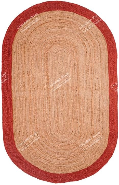 Chouhan Rugs Natural Jute Red Bordered Rug Bohemian Rug Decor Rug Handwoven Rug Custom Rug Decorative Rug