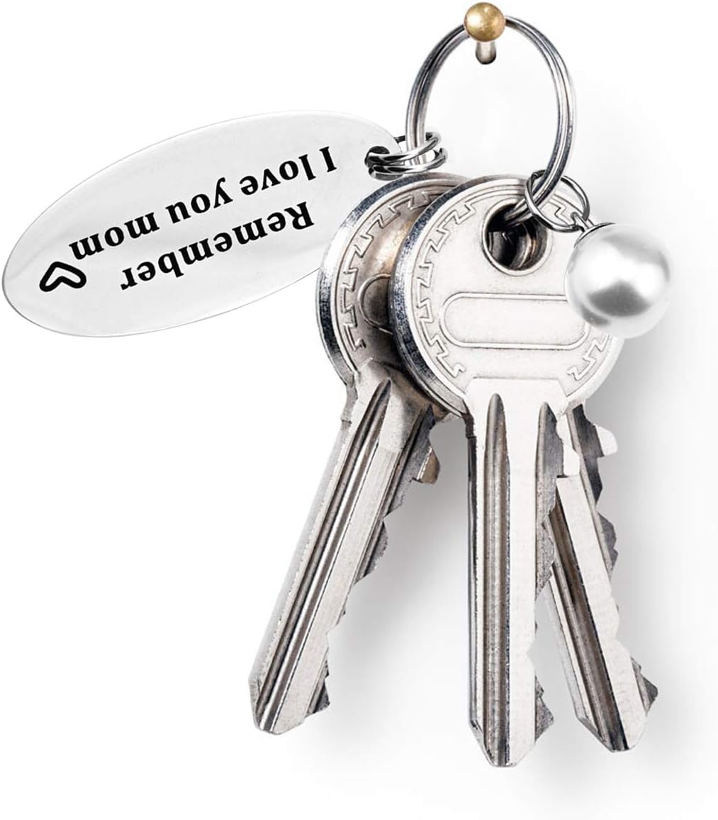 SEDEX Key Rings Tag Engraved I Love You Mothers Father Day Gifts from Daughter and Son Key Chains for Women Best Dad Mum Personalised Keychain Birthday Gifts (Key Chain with Pearl) - Image 4