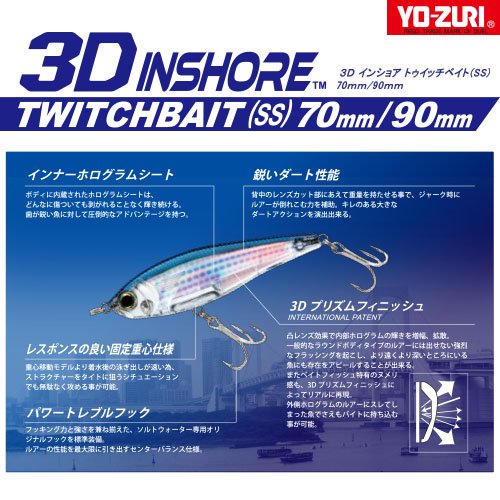 R1208-HGBL 3D Inshore Twitchbait, cor, ouro preto, 90 mm 3-1/2