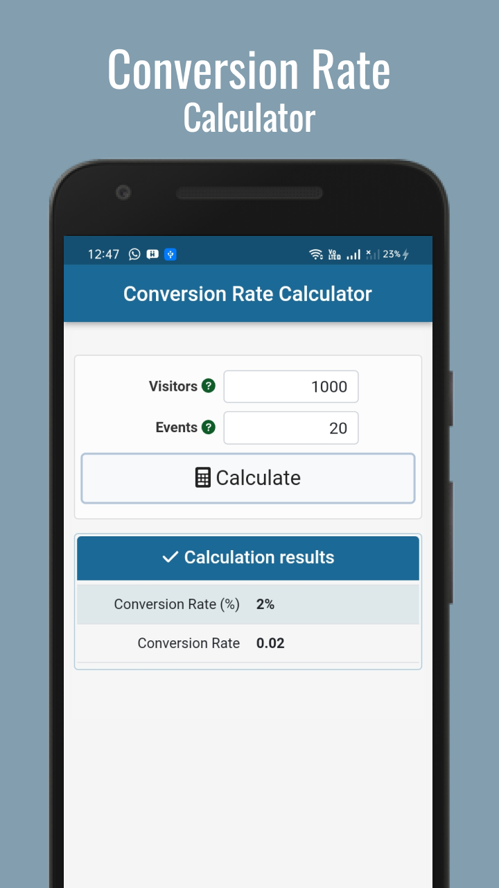 Conversion Rate Calculator App on the Amazon Appstore