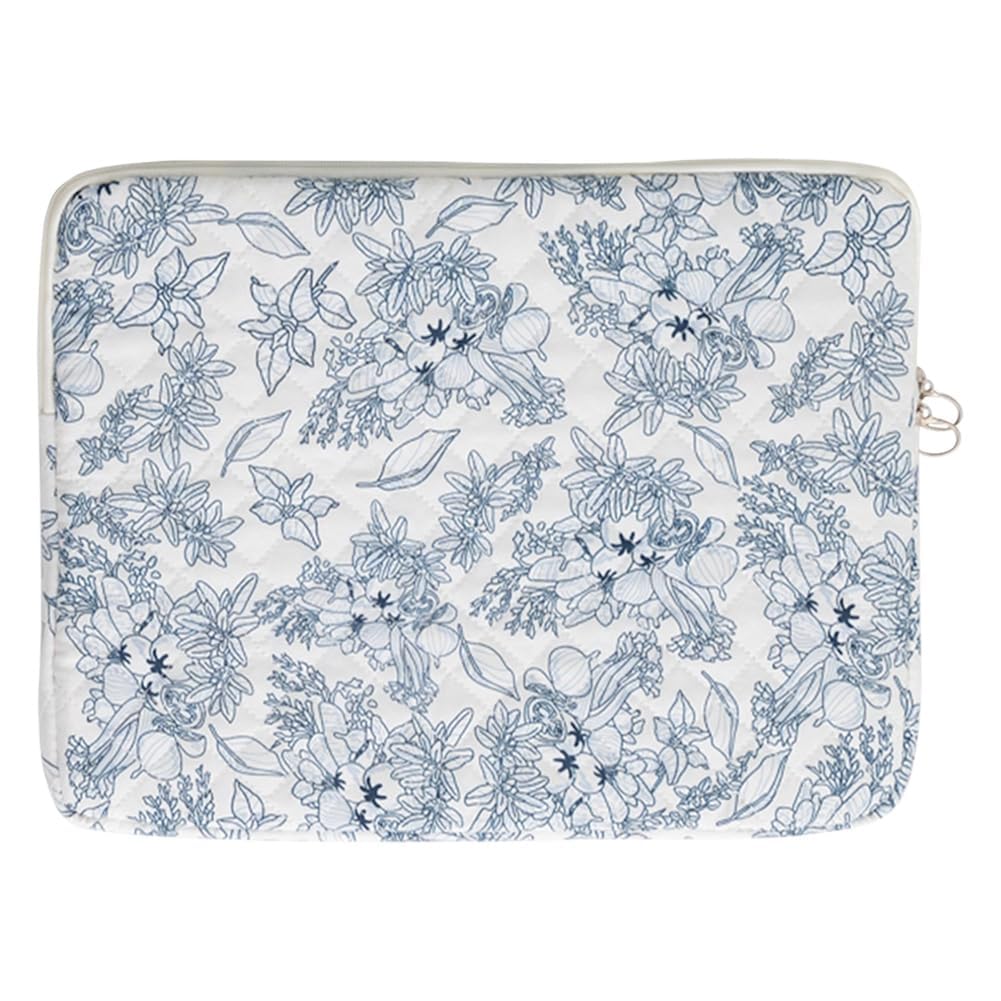 – Puffy Laptop Sleeve Protective Case for 13 to 15.6 Inch Devices, Aesthetic Quilted Computer Bag, Floral Carrying Cover