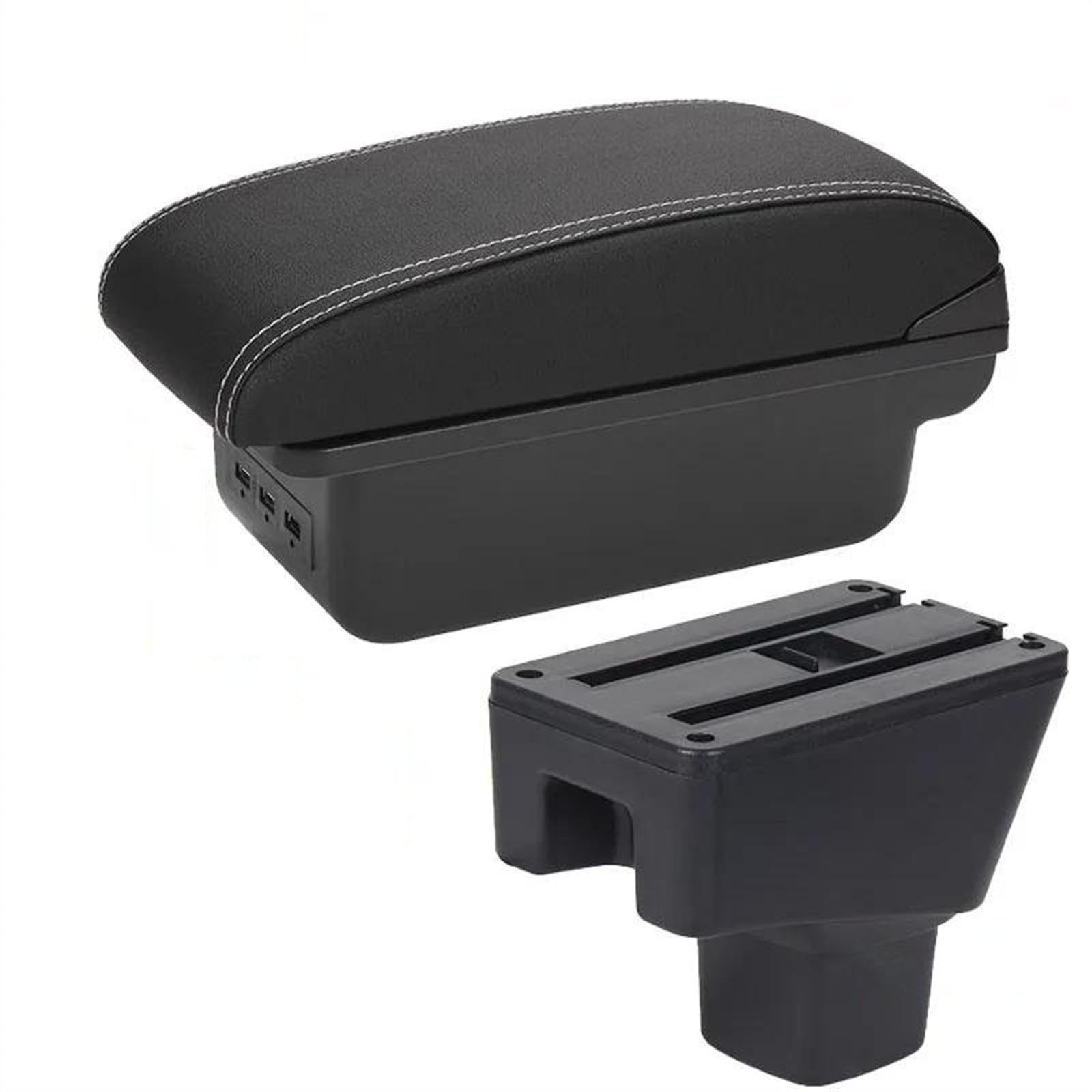 NMJLQW Storage Rack Armrest Interior Parts Car Armrest Box Retrofit Parts Storage Box Car Accessories Interior Details For SX4(B3 Black white 3USB)