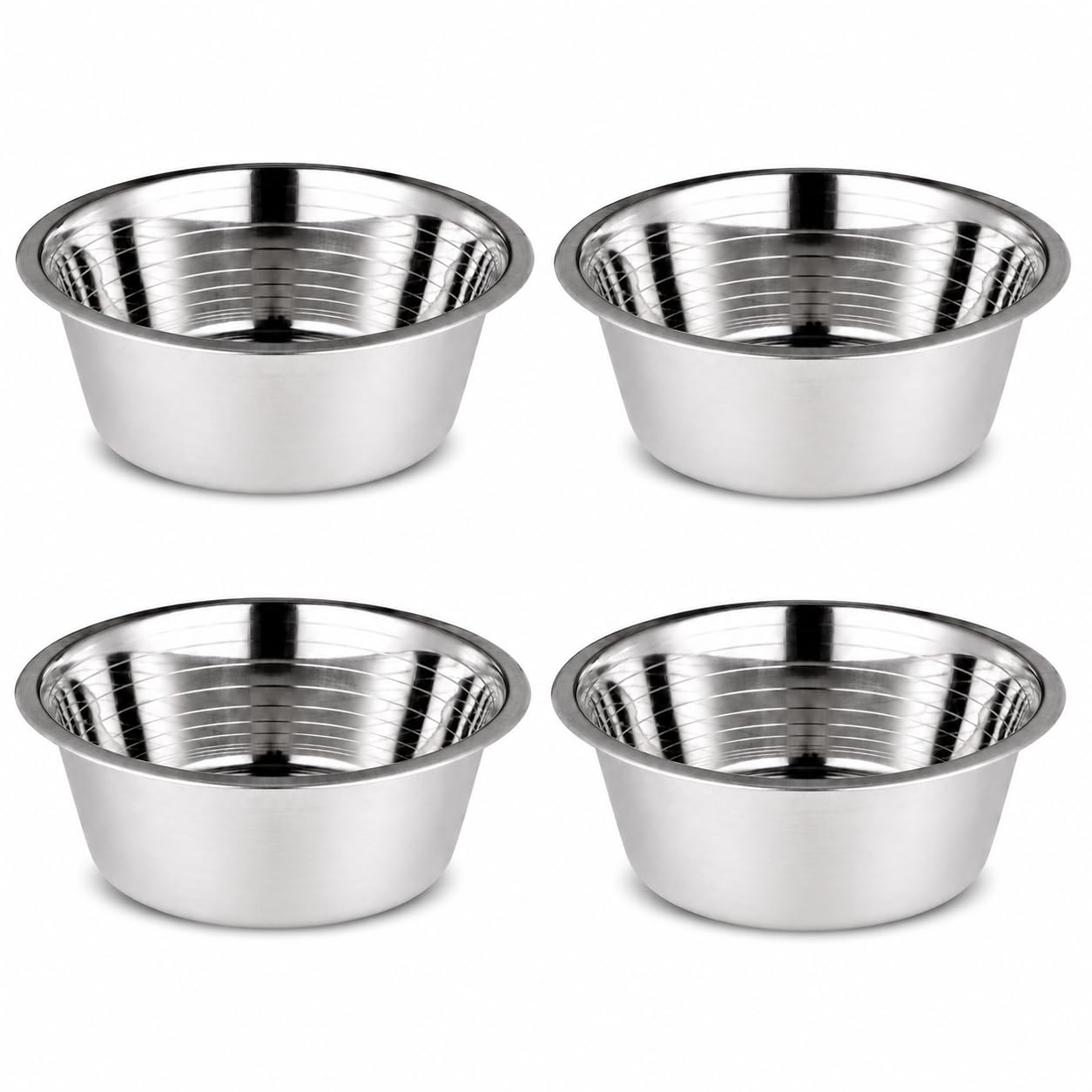 Bosky 4~Pack Stainless Steel Large (8 Cups or 64 oz, 1900 ml) Dog Pet Bowls Feeder Durable Pets Dish Bowl (Food and Water Dish)