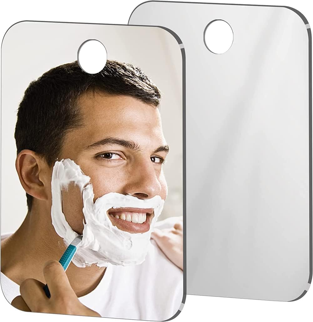 Azonee Fogless Shower Mirror, Medium Mirror for Wall Hanging, Camping Travel Mirrors, Unbreakable Handheld Locker, Makeup Plastic, Fog Free Shave Anti Fog Proof, Bathroom