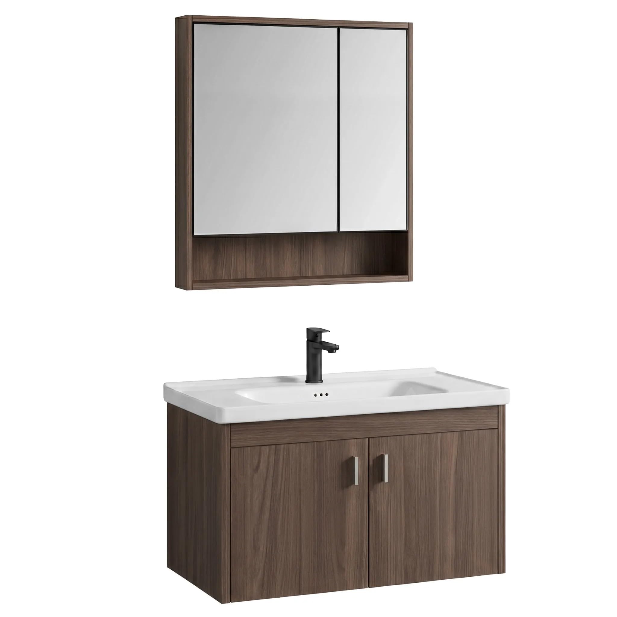 Rea - Zestaw Mebli Łazienkowych Z Umywalką Db66-70 70cm Brązowy - 51x70,5x34,5 cm