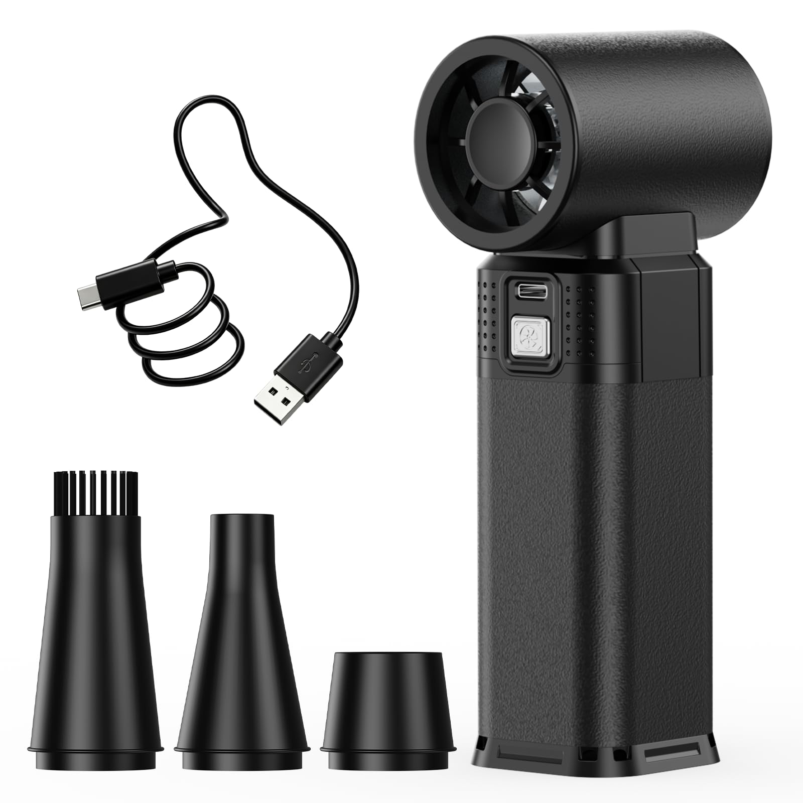 Elektrische Staubgebläse, 130000RMP Electric Air Duster(Pro Max Edition) | 65 m/s Windgeschwindigkeit /Doppelte Akku-Kapazität (16.000 mAh)/Premium Alu-Kühlkörper (kein Überhitzen)/4-Gang Turbo-Modus