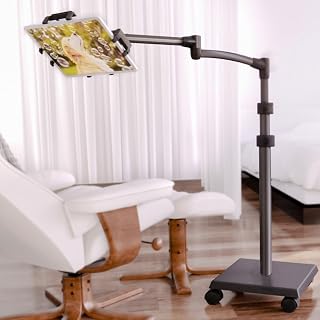 LEVO G2 Premium Tablet Floor Stand: 5-Axis Adjustable Arm, 30-56" Height for iPad, Kindle, Samsung - Hands-Free Bed, Sofa Reading & Streaming