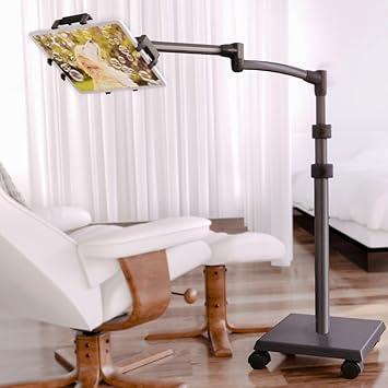 Levo G2 Premium Tablet Floor Stand with 5-Axis Adjustable Arm for iPad, Kindle, Samsung Height Range 30 56 Inches Hands-Free Reading, Streaming, Gaming, and Browsing in Bed, Sofa, or Chair