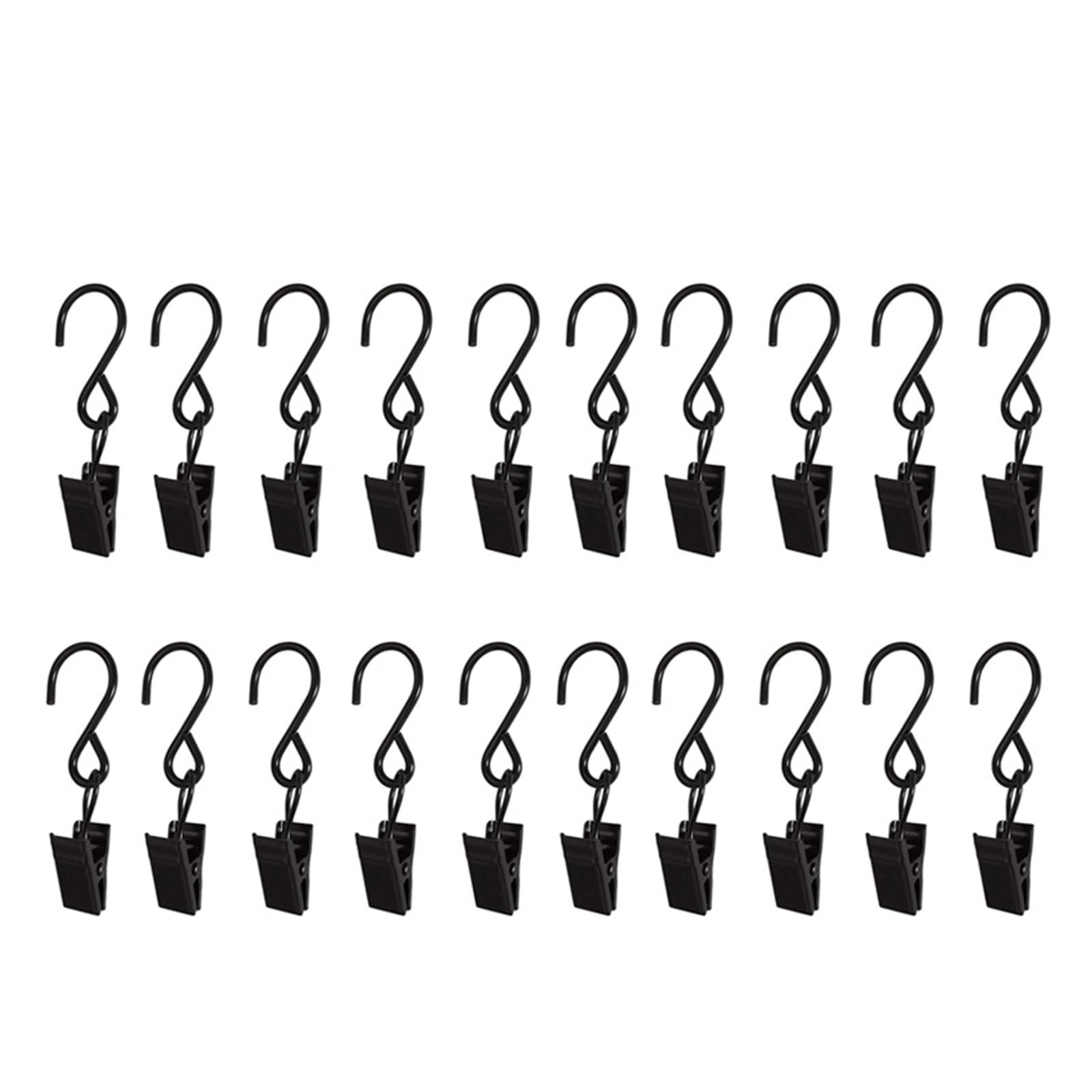 Curtain Hooks Stainless Steel Black S Clips Photos Decor Wire Holder Hanging Drapes Clip Clamp Replacement(20pcs)