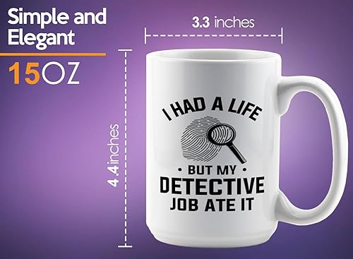 Miniatura 6 de Taza de café detective de 15 onzas, color blanco -i had a - oficial de policía policía patrulla detective sheriff aplicación de la ley Academia de
