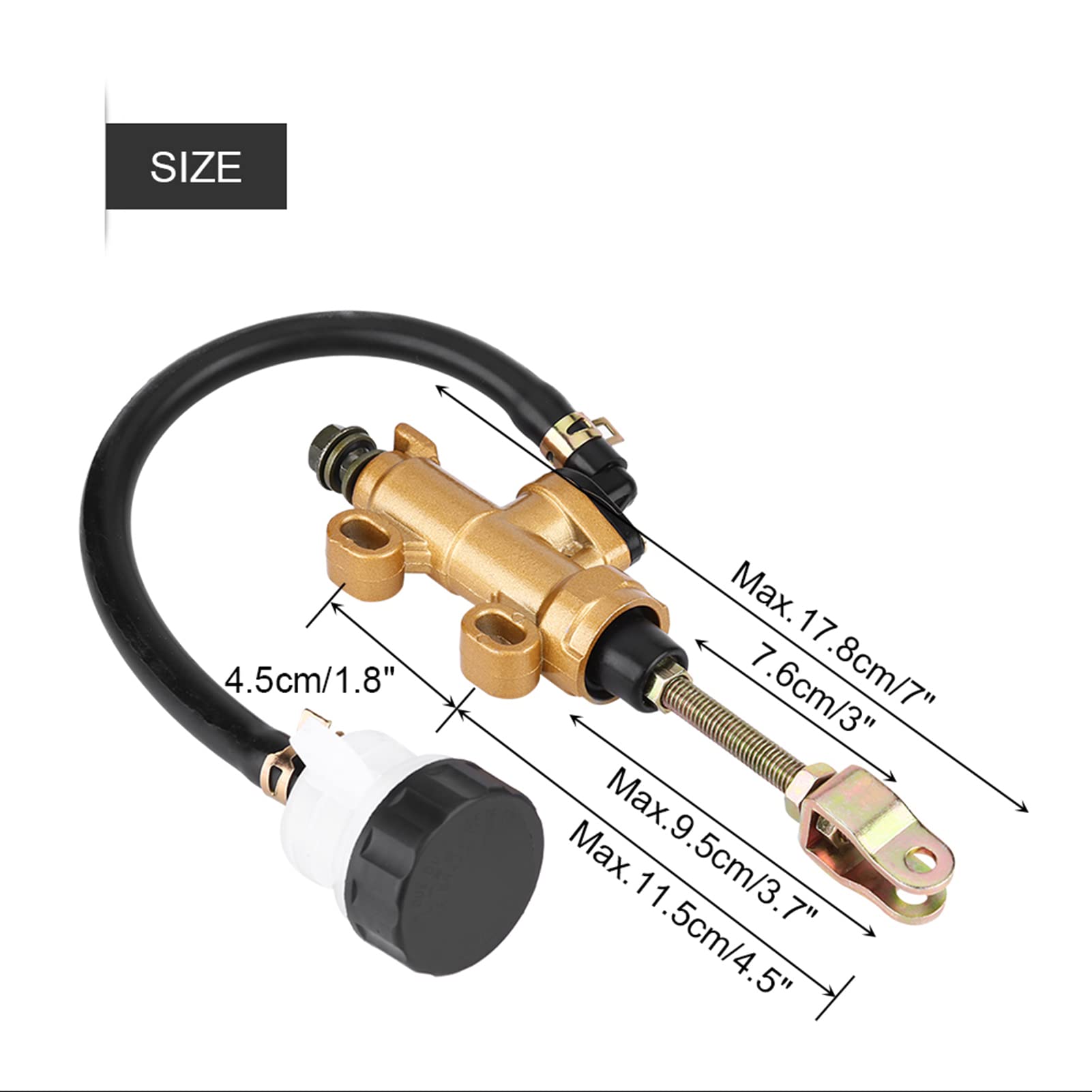 Keenso Cylindre de Pompe de Frein Arrière,Pompe Hydraulique Maître-Cylindre de Frein Arrière avec Réservoir pour Moto Dirt Bike ATV Universel