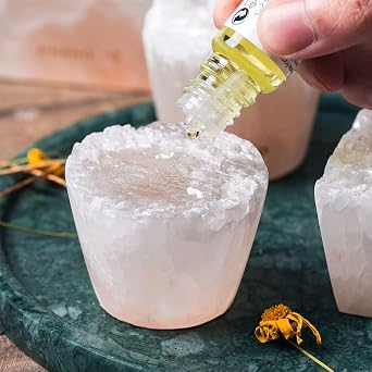 MIYA LIFE Nature Crystal Passive Diffuser Stone Essential Oil Diffuser Hand Carved Selenite Stone Diffuser - Perfect for Meditation Reflection Bedroom Decoration 1 Piece, Cylinder Diffuser