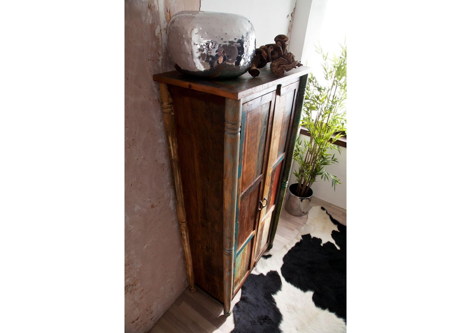 MASSIVMOEBEL24.DE | Vintage Altholz Massivholz Möbel Schrank Massivmöbel lackiert Mehrfarbig massiv Holz Fable #12