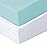 Biloban Crib Sheets Fitted, 2 Pack Crib Sheet Fits for Standard Crib Mattress, Neutral Toddler Bed Sheets for Baby Boys and Girl, White & Aqua, 52X 28